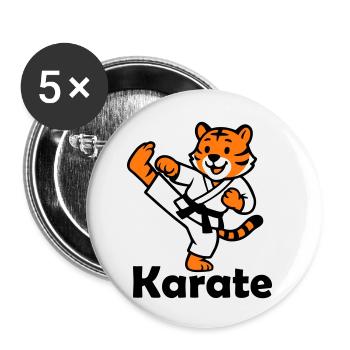 Karate Tiger - Buttons small 1''/25 mm (5-pack) - white - Front