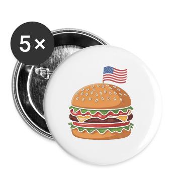  Cheeseburger Patriotic Independence Day 4th of - Buttons klein 25 mm (5er Pack) - Weiß - Vorne