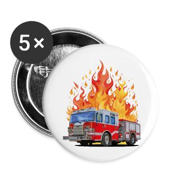 Les pompiers en action - Lot de 5 petits badges (25 mm) - blanc - Devant