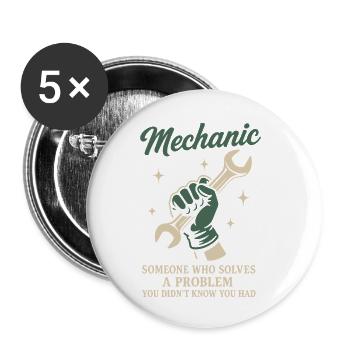 Mechaniker Problemlöser Garage Lustiger Spruch - Buttons klein 25 mm (5er Pack) - Weiß - Vorne