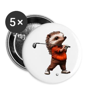 Golf Igel - Buttons klein 25 mm (5er Pack) - Weiß - Vorne