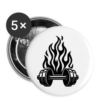 Design d’haltère ardent pour les amateurs de fitness - Lot de 5 petits badges (25 mm) - blanc - Devant