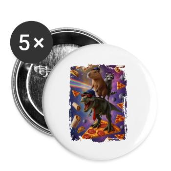 Motif animalier imaginatif sur fond de pizza - Lot de 5 petits badges (25 mm) - blanc - Devant