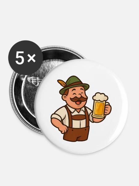 Bayerischer Biergarten Trinklied Design - Buttons klein 25 mm (5er Pack) - Weiß