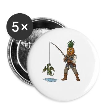 Ananas Mittelalter Drache - Buttons klein 25 mm (5er Pack) - Weiß - Vorne