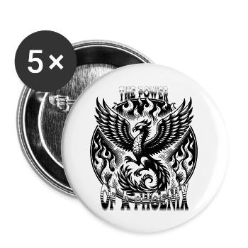 Fiery phoenix with fire - Buttons small 1''/25 mm (5-pack) - white - Front