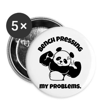 Bench Pressing My Problems - Buttons small 1''/25 mm (5-pack) - white - Front