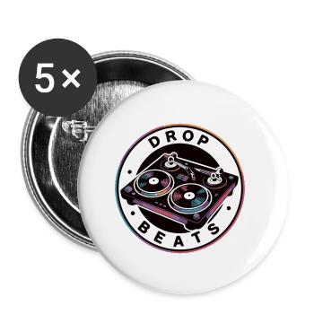 Drop Beat Turntable Illustration - Buttons small 1''/25 mm (5-pack) - white - Front