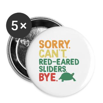 Red-eared Turtle - Buttons small 1''/25 mm (5-pack) - white - Front