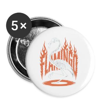 Flamingo Flammen Skelett Halloween - Buttons klein 25 mm (5er Pack) - Weiß - Vorne