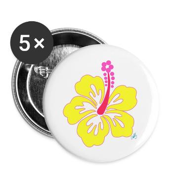 Gelbe tropische Hibiskusblüte - Buttons klein 25 mm (5er Pack) - Weiß - Vorne