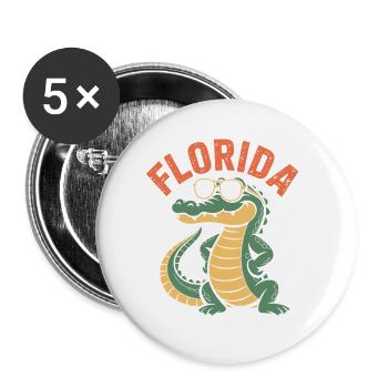 Florida Alligator - Buttons small 1''/25 mm (5-pack) - white - Front