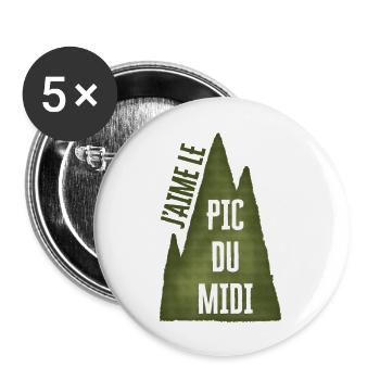 J'aime le PIC DU MIDI - Lot de 5 petits badges (25 mm) - blanc - Devant