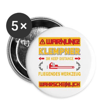 Chauffagiste Plombier Plombier de construction chauffage - Lot de 5 petits badges (25 mm) - blanc - Devant