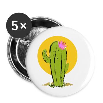Kaktus mit abstrakter Blume - Buttons klein 25 mm (5er Pack) - Weiß - Vorne