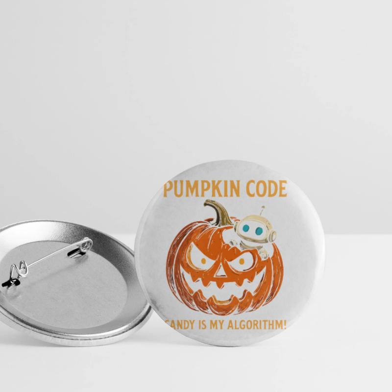Pumpkin Code : Candy est mon algorithme ! Lot de 5 petits badges (25 mm)