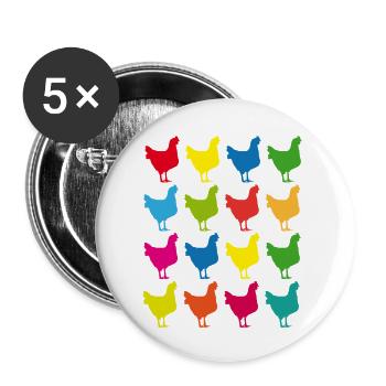 Colorful Chickens Silhouette Graphic - Buttons small 1''/25 mm (5-pack) - white - Front