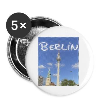 Berlin Fernsehturm Neon Design - Buttons klein 25 mm (5er Pack) - Weiß - Vorne