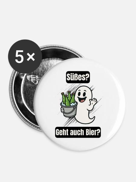 Süßer Geist mit Bier - Buttons klein 25 mm (5er Pack) - Weiß