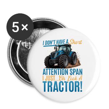 Tracteur Enfants Ferme Mode de vie - Lot de 5 petits badges (25 mm) - blanc - Devant