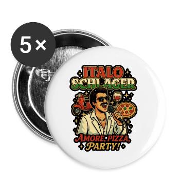 Italo Schlager Pizza Party Design - Buttons small 1''/25 mm (5-pack) - white - Front