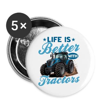Tracteur Enfants Ferme Mode de vie - Lot de 5 petits badges (25 mm) - blanc - Devant