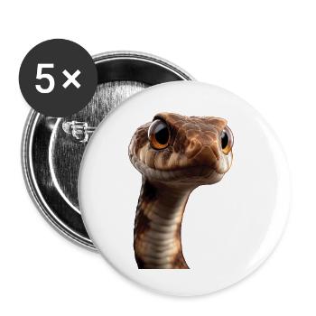 serpent, python, cobra, serpent à sonnettes, serpents - Lot de 5 petits badges (25 mm) - blanc - Devant