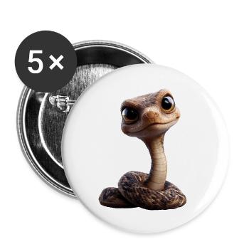 serpent, python, cobra, serpent à sonnettes, serpents - Lot de 5 petits badges (25 mm) - blanc - Devant