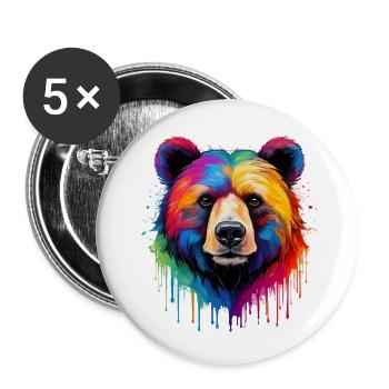 Ours aux couleurs de l’arc-en-ciel - Lot de 5 petits badges (25 mm) - blanc - Devant