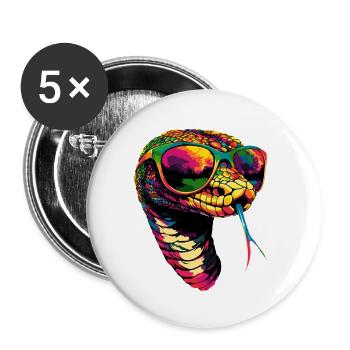 serpent, python, cobra, serpent à sonnettes, serpents - Lot de 5 petits badges (25 mm) - blanc - Devant