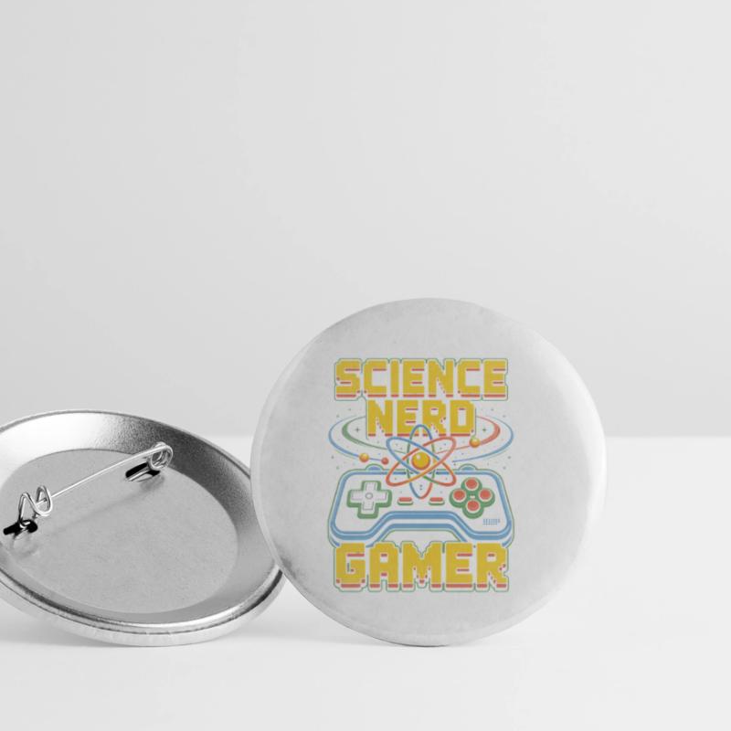 Science Nerd Gamer Atom Controller Wissenschaft Buttons klein 25 mm (5er Pack)