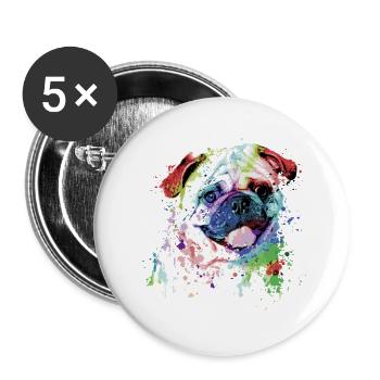Bulldog Portrait in Vibrant Colors - Buttons small 1''/25 mm (5-pack) - white - Front