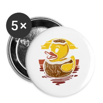 Süßer Entenküken auf Kokosnuss - Lot de 5 petits badges (25 mm) - blanc - Devant