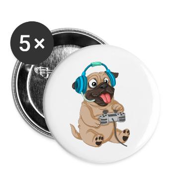 Joueur de carlin - Lot de 5 petits badges (25 mm) - blanc - Devant