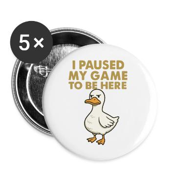 Motif de canard humoristique pour les joueurs - Lot de 5 petits badges (25 mm) - blanc - Devant