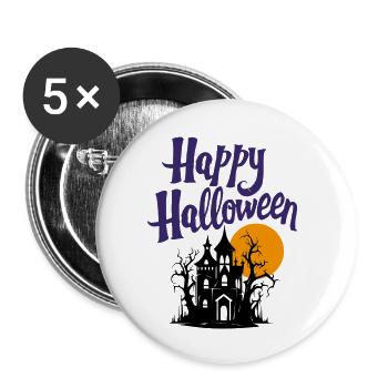 Joyeux halloween - Lot de 5 petits badges (25 mm) - blanc - Devant