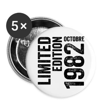 1982 - Lot de 5 petits badges (25 mm) - blanc - Devant