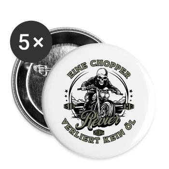 Motorrad Biker Chopper Skelett - Buttons klein 25 mm (5er Pack) - Weiß - Vorne