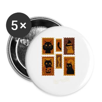 Halloween Black Cat Stamp Collection, Cats  - Buttons small 1''/25 mm (5-pack) - white - Front