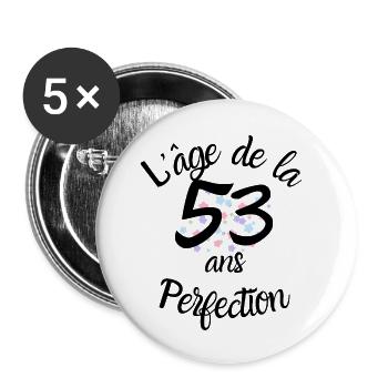 53 Jahre alt, das Zeitalter der Perfektion - Buttons klein 25 mm (5er Pack) - Weiß - Vorne