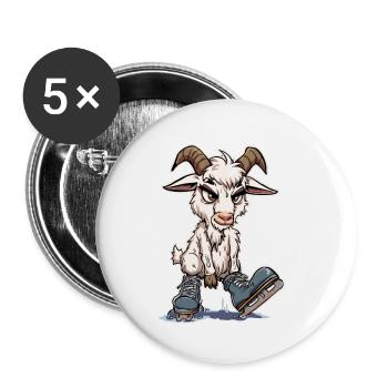 Mürrische Ziege beim Schlittschuhlaufen  - Buttons klein 25 mm (5er Pack) - Weiß - Vorne