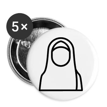 Muslim woman - Buttons small 1''/25 mm (5-pack) - white - Front