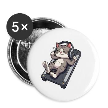 Katzenbeat auf dem Laufband - Buttons klein 25 mm (5er Pack) - Weiß - Vorne
