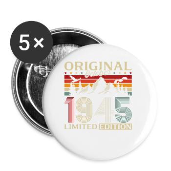 80. Geburtstag Original Oktober Jahrgang 1945 - Buttons klein 25 mm (5er Pack) - Weiß - Vorne
