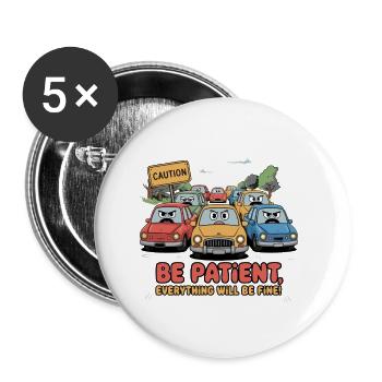 Patience sur la route - Lot de 5 petits badges (25 mm) - blanc - Devant