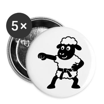 Karate Sheep - Buttons small 1''/25 mm (5-pack) - white - Front