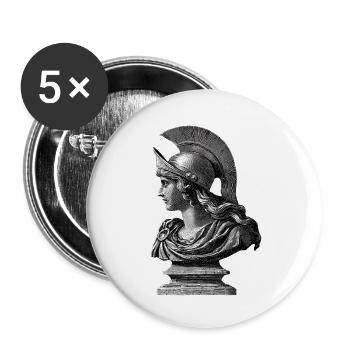 Antike Büste Athene - Klassische Gravur - Buttons klein 25 mm (5er Pack) - Weiß - Vorne