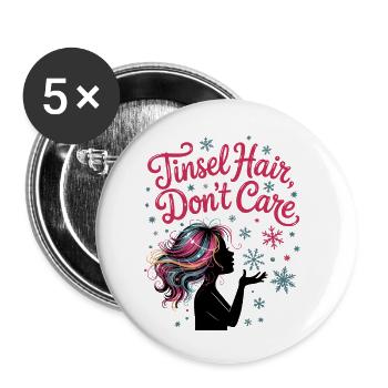 Lametta Haare kümmern sich nicht darum - Buttons klein 25 mm (5er Pack) - Weiß - Vorne