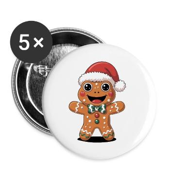 Animal de dessin animé de Noël mignon - Lot de 5 petits badges (25 mm) - blanc - Devant