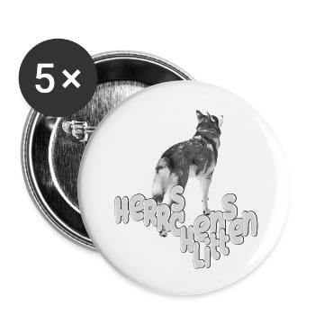 Chien de traîneau du maître avec illustration de mot - Lot de 5 petits badges (25 mm) - blanc - Devant